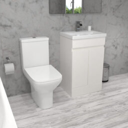 Nes Home Alaska 500mm White Basin Vanity & Rimless Close Coupled Toilet - thumbnail 1