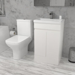 Nes Home Alaska 500mm White Basin Vanity & Rimless Close Coupled Toilet - thumbnail 2