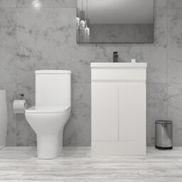 Nes Home Alaska 500mm White Basin Vanity & Rimless Close Coupled Toilet - thumbnail 3