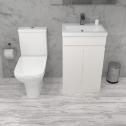 Nes Home Alaska 500mm White Basin Vanity & Rimless Close Coupled Toilet - thumbnail 5