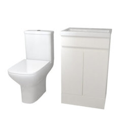 Nes Home Alaska 500mm White Basin Vanity & Rimless Close Coupled Toilet - thumbnail 6
