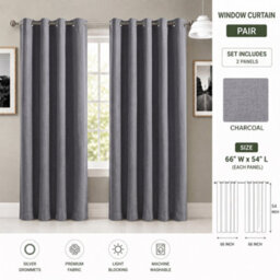 Aspire Homeware Charcoal Linen 100% Blackout Curtain - Thermal Insulated Eyelet Room Darkening Curtain Pair (W)168Cm X (D)137Cm - thumbnail 7