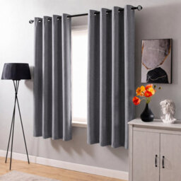 Aspire Homeware Charcoal Linen 100% Blackout Curtain - Thermal Insulated Eyelet Room Darkening Curtain Pair (W)168Cm X (D)137Cm - thumbnail 9