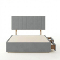 Adore Designs Portland Plush Velvet Divan Bed, Headboard - 4Ft Small Double - Silver - 2 Drawers Same Side - thumbnail 3
