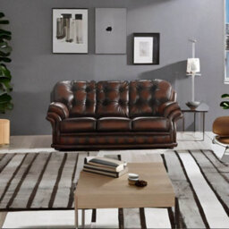 Chesterfield 3 Seater Antique Rust Leather Sofa Bespoke In Knightsbridge Style - thumbnail 3