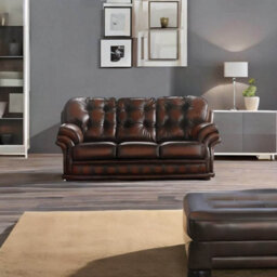 Chesterfield 3 Seater Antique Rust Leather Sofa Bespoke In Knightsbridge Style - thumbnail 2