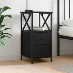 Berkfield Bedside Cabinet Black 34X35.5X70 Cm Engineered Wood