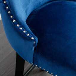 HomeTouch Set Of 4 Contemporary Velvet Upholstered Wing-Back Barstools Blue - thumbnail 5