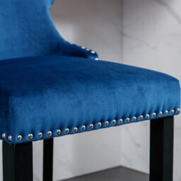 HomeTouch Set Of 4 Contemporary Velvet Upholstered Wing-Back Barstools Blue - thumbnail 6