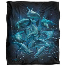 Royce Mcclure Silky Dolphin Twister Dark Water Supersoft Blanket Blue/black (152Cm X 127Cm) - thumbnail 1