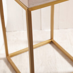 Pacific Lifestyle Tall Beige Granite Square Side Table With Burnished Gold Metal Legs 77Cm, Madison - thumbnail 4