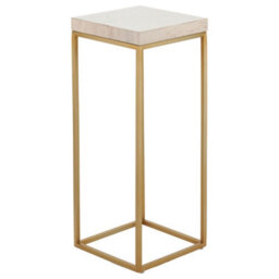 Pacific Lifestyle Tall Beige Granite Square Side Table With Burnished Gold Metal Legs 77Cm, Madison - thumbnail 5