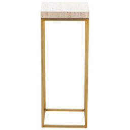 Pacific Lifestyle Tall Beige Granite Square Side Table With Burnished Gold Metal Legs 77Cm, Madison - thumbnail 6