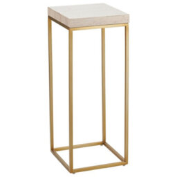 Pacific Lifestyle Tall Beige Granite Square Side Table With Burnished Gold Metal Legs 77Cm, Madison - thumbnail 7