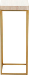 Pacific Lifestyle Tall Beige Granite Square Side Table With Burnished Gold Metal Legs 77Cm, Madison - thumbnail 2