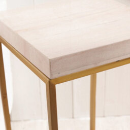 Pacific Lifestyle Tall Beige Granite Square Side Table With Burnished Gold Metal Legs 77Cm, Madison - thumbnail 3