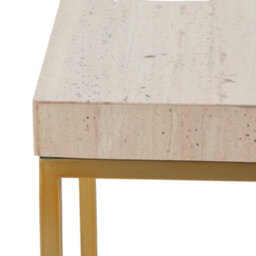 Pacific Lifestyle Tall Beige Granite Square Side Table With Burnished Gold Metal Legs 77Cm, Madison - thumbnail 8