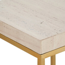 Pacific Lifestyle Tall Beige Granite Square Side Table With Burnished Gold Metal Legs 77Cm, Madison - thumbnail 9