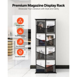 Vevor Brochure Display Stand, 4-Tier 8 Pockets Mesh Literature Display Holder, Floor Standing Magazine Catalog Rack - thumbnail 2