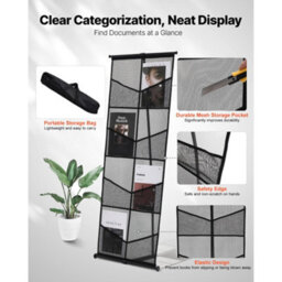 Vevor Brochure Display Stand, 4-Tier 8 Pockets Mesh Literature Display Holder, Floor Standing Magazine Catalog Rack - thumbnail 4