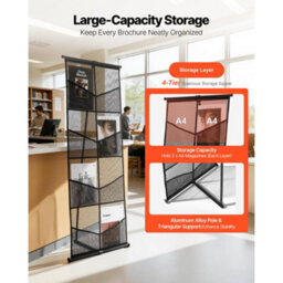 Vevor Brochure Display Stand, 4-Tier 8 Pockets Mesh Literature Display Holder, Floor Standing Magazine Catalog Rack - thumbnail 3