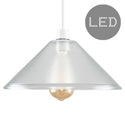 Valuelights Silver Tapered Ceiling Shade And Bulb (D)30Cm