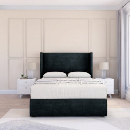 "Sloomy 5Ft Devonshire Naples Black Memory Foam Bed Set With No Drawers Mattress & 54"" Wingback Headboard - King" - thumbnail 2