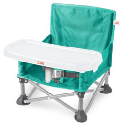 Bright Starts Pop N Sit Portable Booster, Indoor / Outdoor Use, Floor Seat With Feeding Tray, Teal, 6 Mos - 3 Yrs