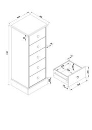 Core Products 5 Drawer Narrow Chest Of Drawers, Antique Waxed, Cotswold - thumbnail 8