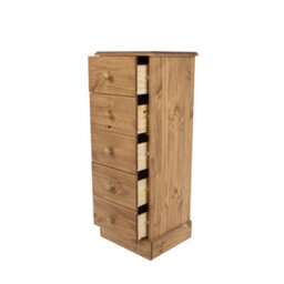 Core Products 5 Drawer Narrow Chest Of Drawers, Antique Waxed, Cotswold - thumbnail 6