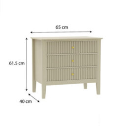 Melody Maison Pair Of Large 3 Drawer Bedside Tables - Hales Taupe Range - thumbnail 7