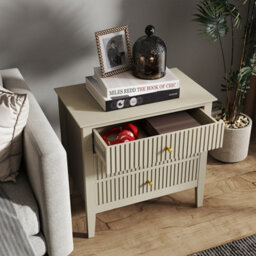 Melody Maison Pair Of Large 3 Drawer Bedside Tables - Hales Taupe Range - thumbnail 3