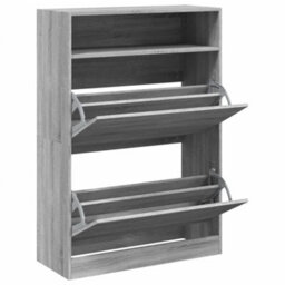 Berkfield Shoe Cabinet With 2 Flip-Drawers Grey Sonoma 80X34X116 Cm - thumbnail 5