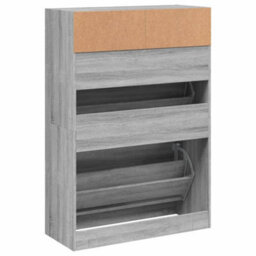Berkfield Shoe Cabinet With 2 Flip-Drawers Grey Sonoma 80X34X116 Cm - thumbnail 8