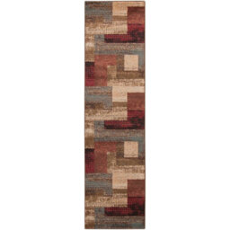 Livabliss Riley-Modern Red Brown Grey Graphic Living Dining Bedroom Rug 60 X 225 Cm Easy Care, Non Shedding - thumbnail 1