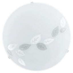 Elegant Wall Flush Ceiling Light With Leaf Design - Satin Glass And E27 Bulb - thumbnail 1