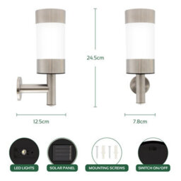 Gardenkraft 19490 Stainless Steel Solar Wall Light - thumbnail 2
