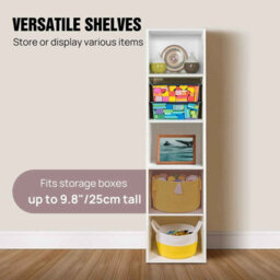5 Tier Cube Bookcase 132X32X24Cm, Wooden Storage Shelf For Office, Living Room And  Bedroom - thumbnail 3