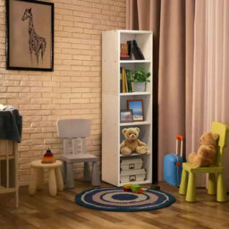 5 Tier Cube Bookcase 132X32X24Cm, Wooden Storage Shelf For Office, Living Room And  Bedroom - thumbnail 5