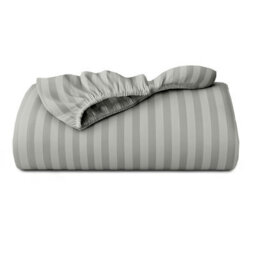 Imperial Rooms Deep Fit 40Cm Satin Stripe Fitted Sheet Microfiber Soft Bedding Sheets Silver King - thumbnail 5
