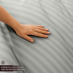 Imperial Rooms Deep Fit 40Cm Satin Stripe Fitted Sheet Microfiber Soft Bedding Sheets Silver King - thumbnail 3