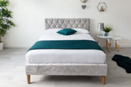 Cosford Silver Crushed Velvet Sleigh Bed King Size Bed Frame 5Ft - thumbnail 3
