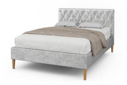 Cosford Silver Crushed Velvet Sleigh Bed King Size Bed Frame 5Ft - thumbnail 2