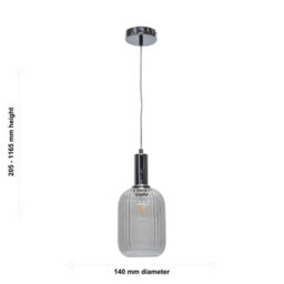 First Choice Lighting Set Of 2 Batley - Clear Ribbed Glass Chrome Deco Pendant Fittings - thumbnail 6