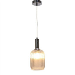 First Choice Lighting Set Of 2 Batley - Clear Ribbed Glass Chrome Deco Pendant Fittings - thumbnail 3