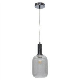 First Choice Lighting Set Of 2 Batley - Clear Ribbed Glass Chrome Deco Pendant Fittings - thumbnail 2