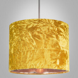 Happy Homewares Modern Shiny Ochre Crushed Velvet 10 Table/pendant Shade With Copper Inner - thumbnail 3