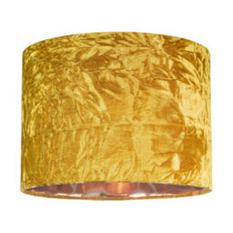 Happy Homewares Modern Shiny Ochre Crushed Velvet 10 Table/pendant Shade With Copper Inner - thumbnail 1