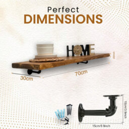 MKGT Rustic Breakfast Bar 30Cm Kitchen Shelf Coffee Pub Table (Tudor Oak, 70Cm Long) - thumbnail 3