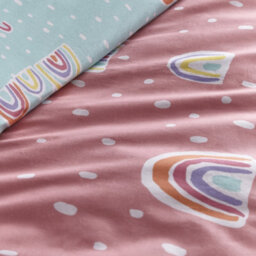 Appletree Rainbow Pom 100% Cotton Reversible Kids Duvet Cover Set With Pom Pom Embellishments - thumbnail 2